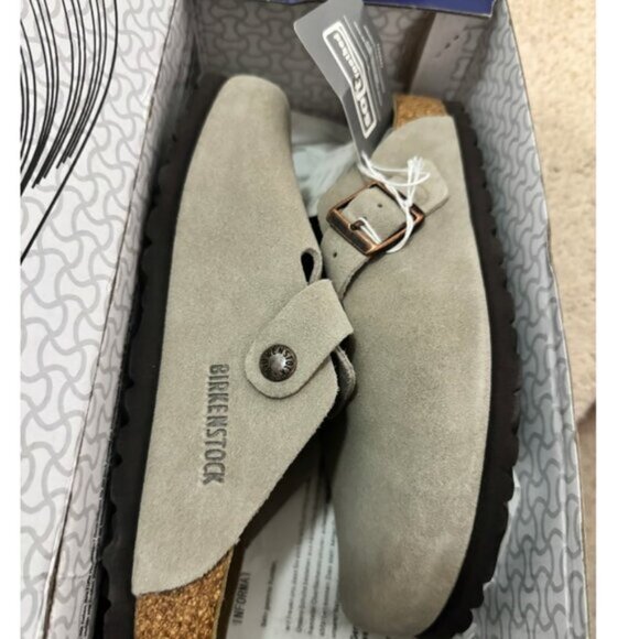 Birkenstock Boston taupe suede mule clogs - Picture 3 of 7